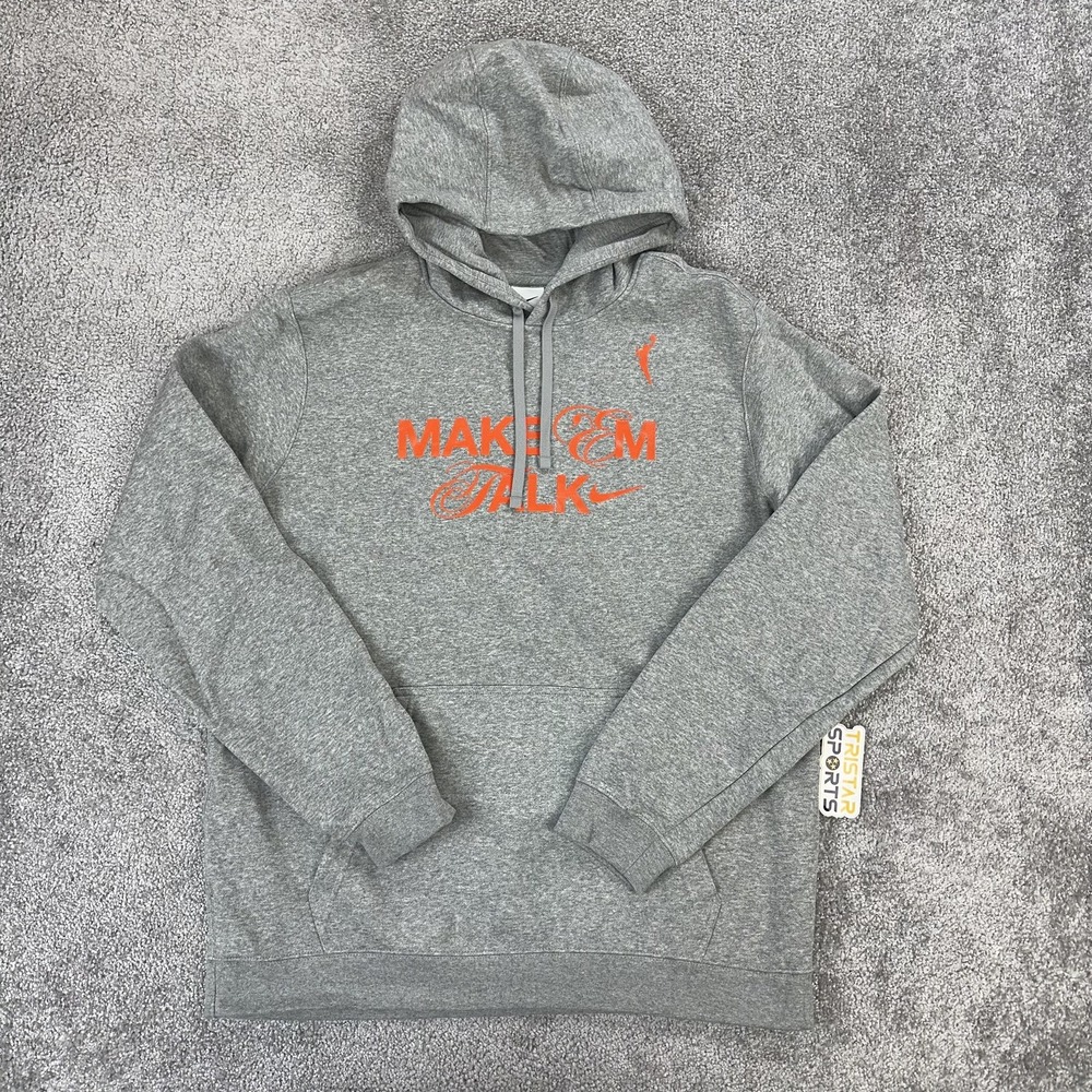 WNBA Nike Hoodie Mens XL Gray Make 'Em Talk Pullover Fleece Sweatshirt Pullover